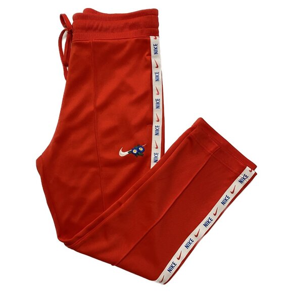 Nike Retro Track Pants Women Small Red Hyper Crop Floral Embroidered Logo Stripe - Picture 1 of 16
